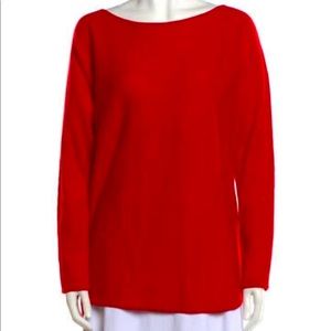 NWT - Red scoopneck shirttail cashmere sweater